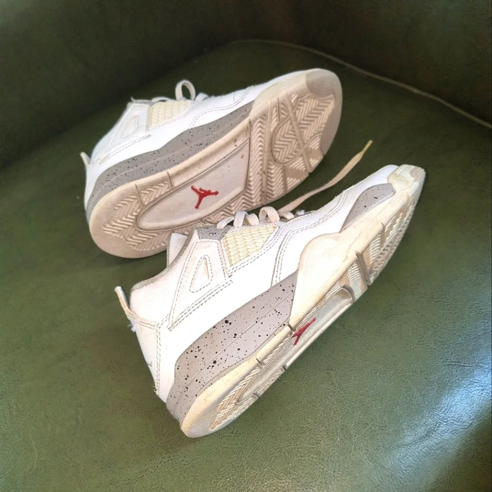 Air Jordans Youth 2 White and Gray Sneakers with Red Accents